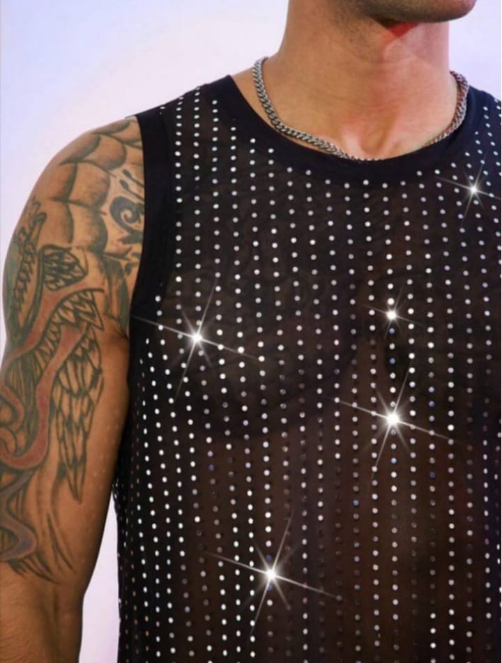 Men's Hot Dimond Mesh Loose Comfy Sleepwear T - shirt & Short